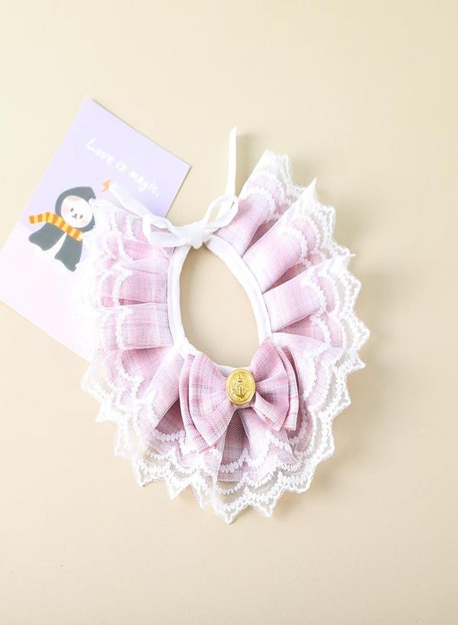 KittuPet منديل كيتو بيت للكلاب والقطط، طوق لطيف للكلاب والقطط بربطة عنق، منديل ناعم قابل للتعديل للقطط والكلاب الصغيرة، وشاح عيد ميلاد للجراء والقطط الصغيرة، وشاح دانتيل للقطط والكلاب، إكسسوارات منديل للحيوانات الأليفة (وردي) كبير - Image 2